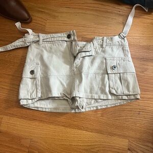 Women’s Cream Utility Cargo Shorts